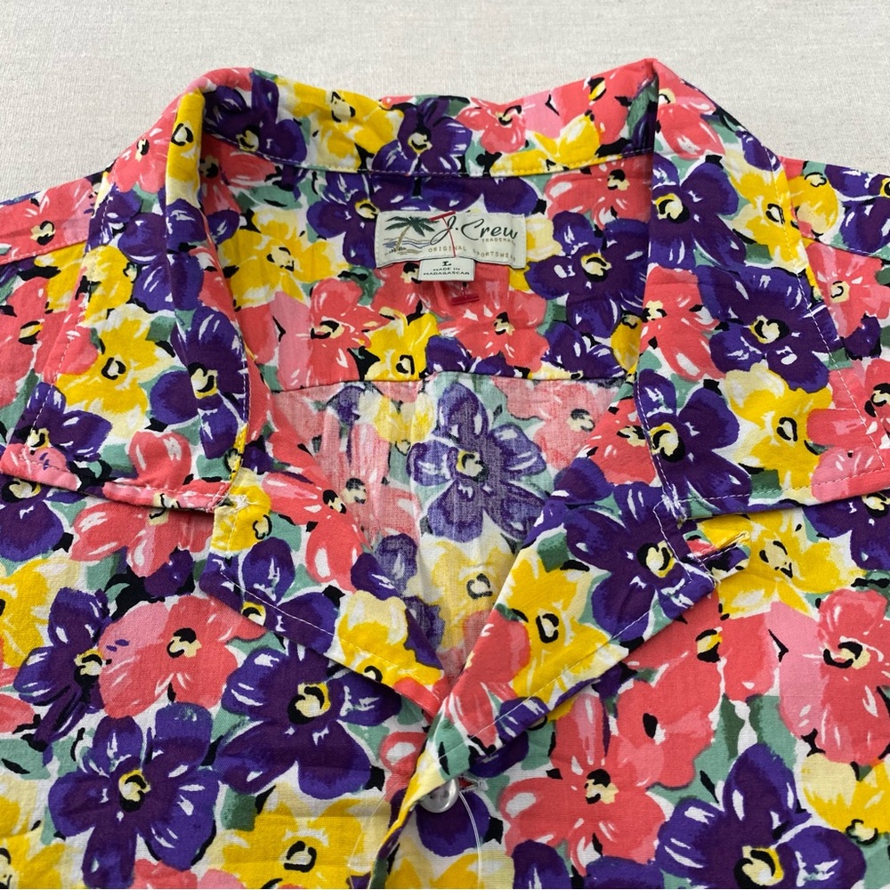 J Crew NWT Shirt Mens L Beach Hawaiian Floral AOP Short Sleeve Camp Collar Loop - Picture 5 of 11